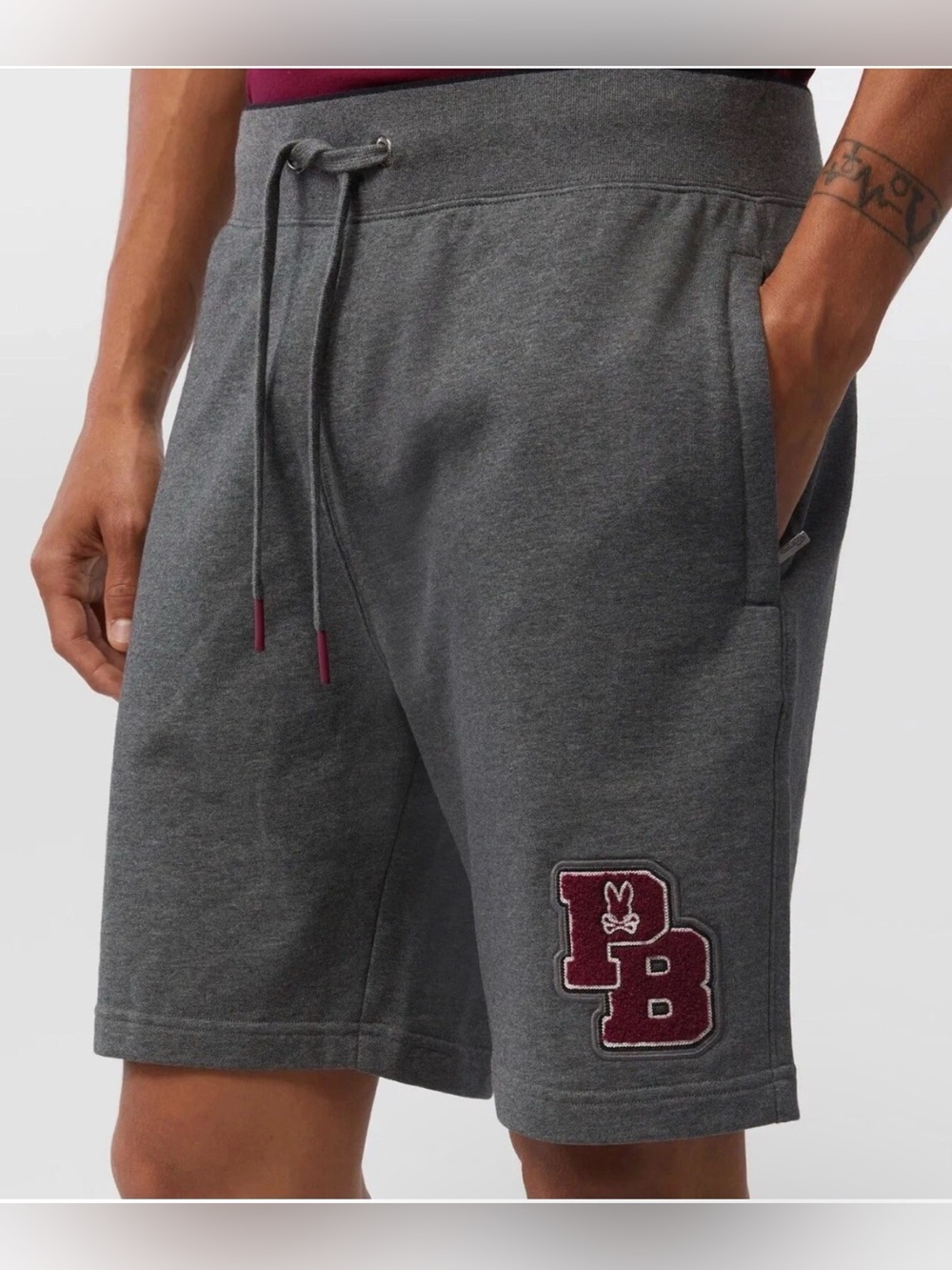 Psycho Bunny Sweat Shorts Mens XL Patchin Chenille Logo Gray Cotton